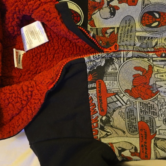 Set of 2 Kids Marvel Spider Man sherpa hoodies Gray and Black Size 5 - Picture 5 of 5